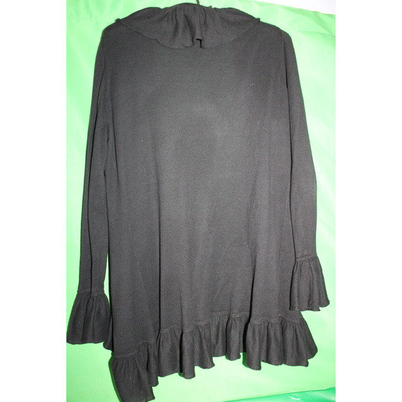 Minnie Rose Ruffle Cardigan Sweater Black Size Women's Small - Picture 3 of 5